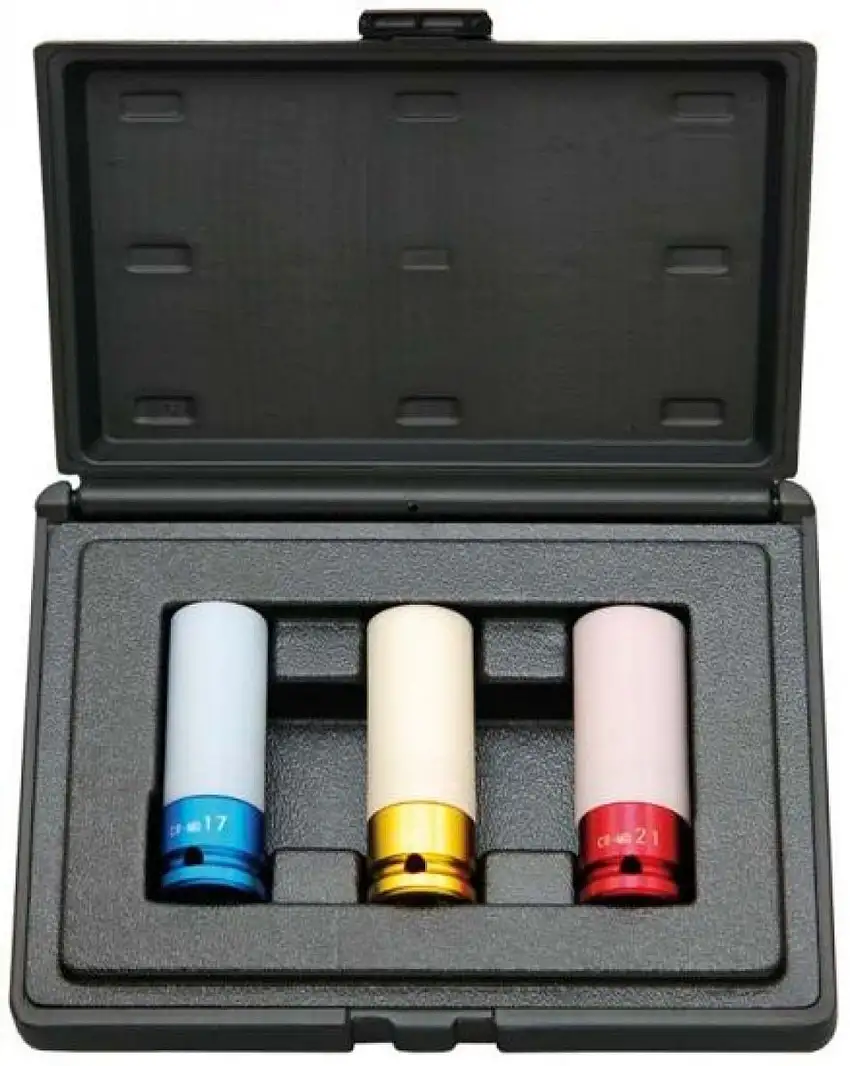 DELTACH COFFRET DE DOUILLES 1/2" AVEC GAINE DE PROTECTION PLASTIQUE 17-21MM 3 PIèCES
