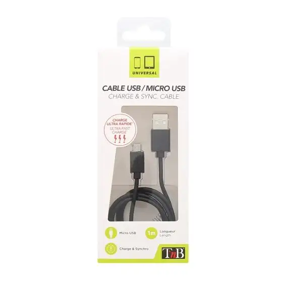 Câble micro USB /USB noir 1M