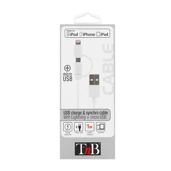 Câble USB / Micro USB / Lightning iPhone 1M Blanc