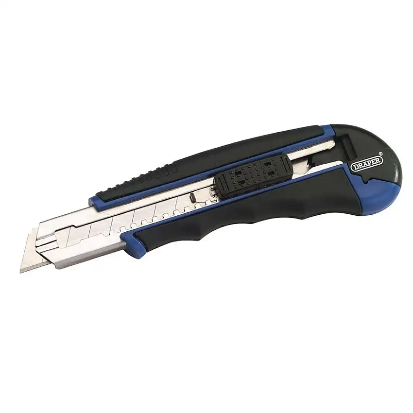CUTTER DRAPER 18MM AVEC POIGNéE SOUPLE ET VERROUILLAGE AUTOMATIQUE DE LA LAME
