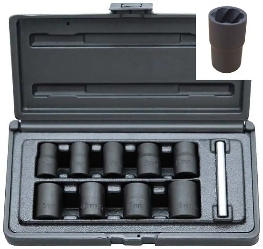 DELTACH COFFRET DE DOUILLES SPIRALES 3/8" 10-19MM 9 PIèCES