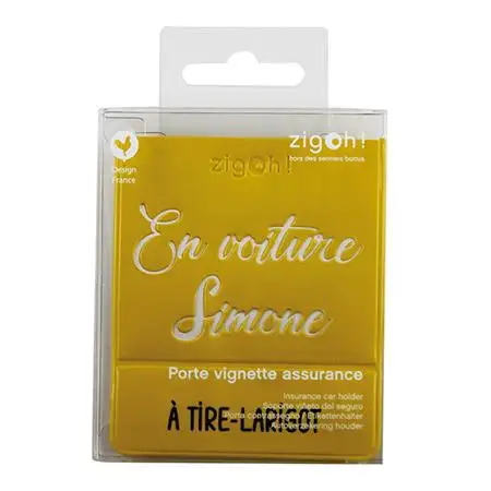 PORTE-VIGNETTE D’ASSURANCE JAUNE EN VOITURE SIMONE