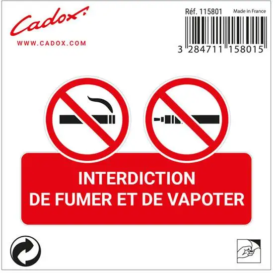 ADHESIF DEFENSE FUMER&VAPOTER - 115801 - CADOX