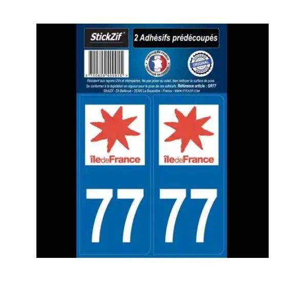 2 Autocollants Région Ile de France Département 77 - STICKZIF