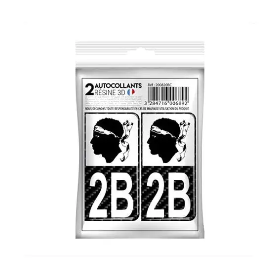 STICKER CARBONE 3D 2B HAUTE CORSE x2 - 200820BC - CADOX