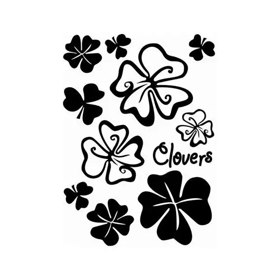 STICKERS TRANSFERABLES CLOVERS NOIR