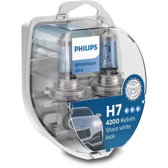 Ampoule H7 X2 WHITEVISION ULTRA 12V 55W + 2 W5W PHILIPS - 12972WVUSM