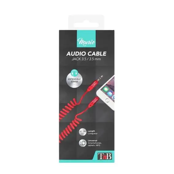 Câble jack torsade 3.5 / 3.5mm rouge