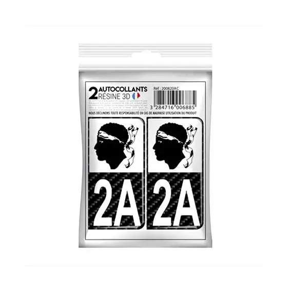 STICKER CARBONE 3D 2A CORSE DU SUD x2 - 200820AC - CADOX