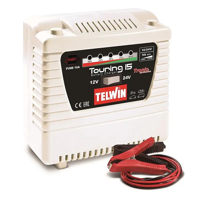 TELWIN - Chargeur de batterie avec contrôle électronique de charge 12/24V touring 15 - 807592