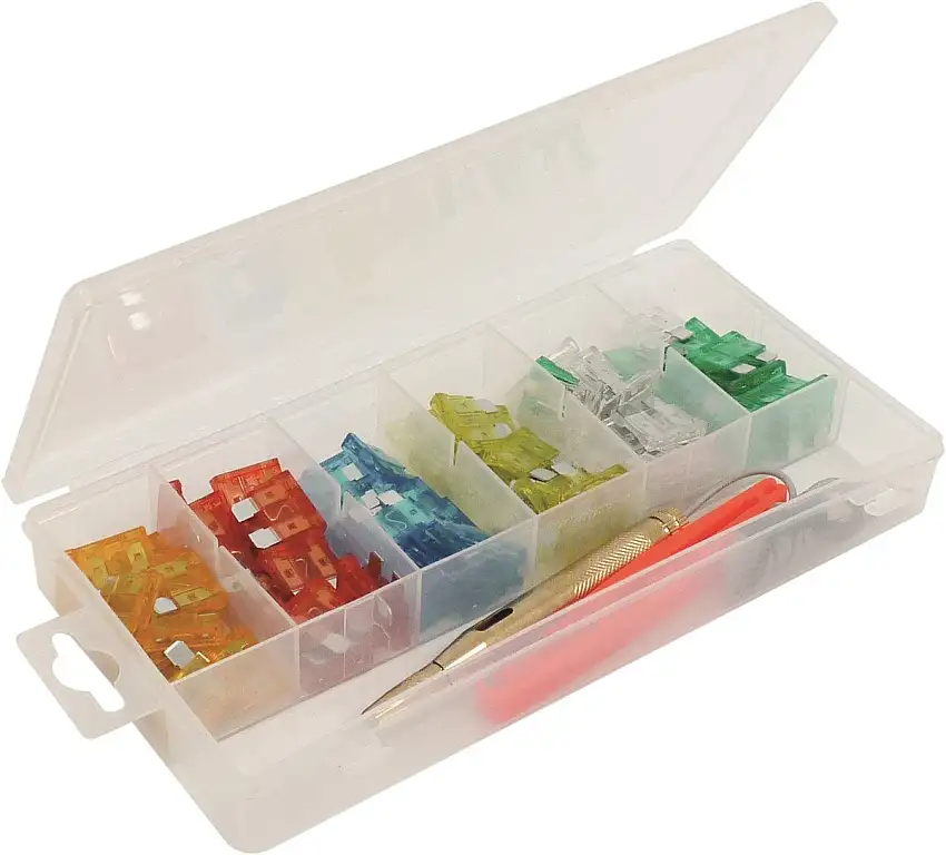 SODELEC - Assortiment de fusibles enfichables + testeur + pince  -  92 pièces - 14103