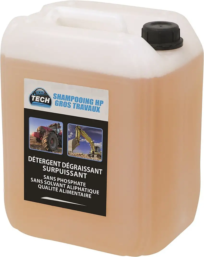 TOPCAR - Shampoing HP gros travaux (Détergent, dégraissant surpuissant) 10L - 14317