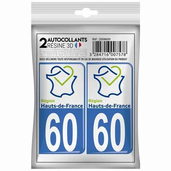 STICKER 3D 60 REGION HAUT DE FRANCE x2 - 200813 - CADOX
