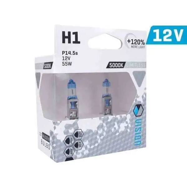 Ampoules VISION illimité blanc H1 12V 55W P14,5s U E4   120 , 2 pcs.