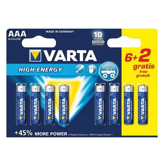 HIGH ENERGY AAA/ LR03 6+2 - 4903121428 - VARTA