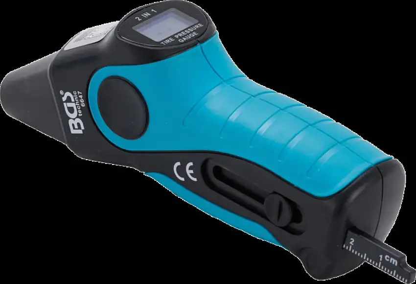 BGS TECHNIC TESTEUR DE PRESSION DES PNEUS NUMéRIQUE ET JAUGE DE PROFONDEUR DE BANDE DE ROULEMENT 2-EN-1