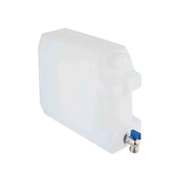 Bidon d'eau 10L avec robinet métallique court, blanc