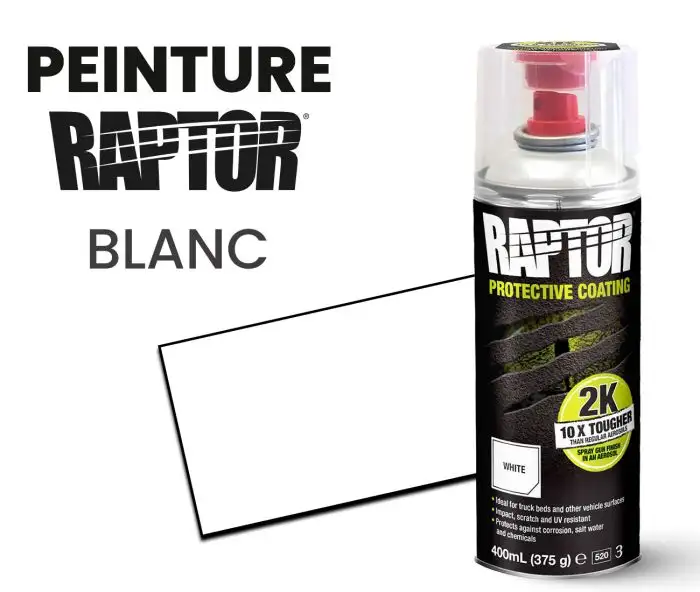 Bombe de peinture texturée Raptor blanc 2k - 400ml