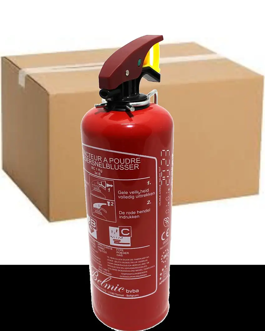 EXTINCTEUR à POUDRE VOITURE 1KG AVEC LABEL BENOR V (6 PIèCES)