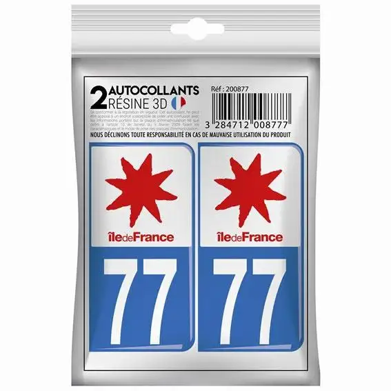 STICKER 3D 77 SEINE ET MARNE x2 - 200877 - CADOX