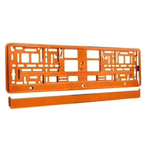 Cadre de plaque d'immatriculation orange métallisé
