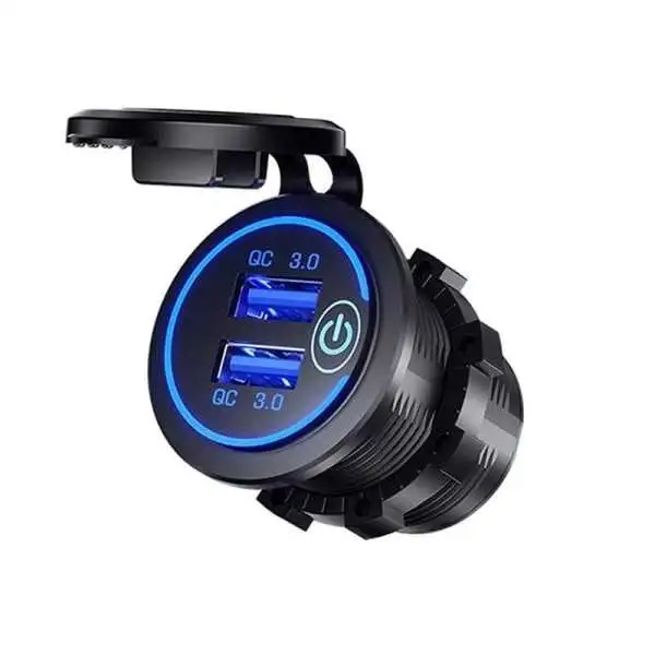 Chargeur intégré 2x USB QC3.0 avec interrupteur tactile et rétroéclairage