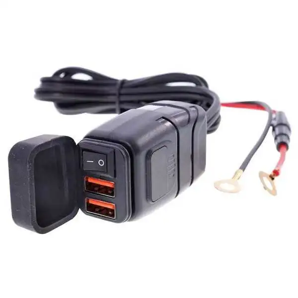 Chargeur moto 2x USB 3.4A avec voltmètre