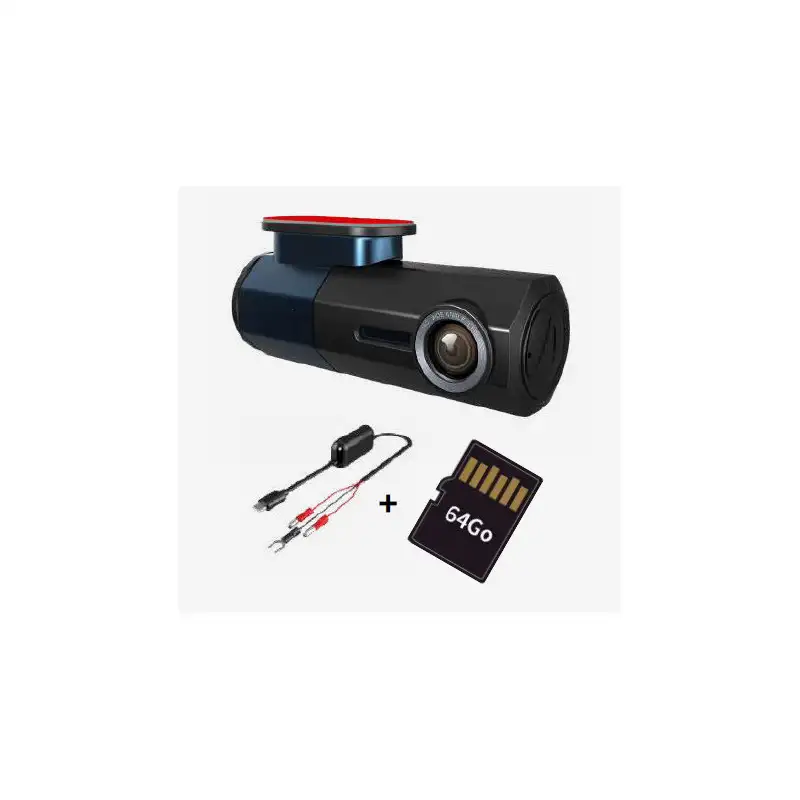 Dashcam Full HD 1080P + WiFi, G-sensor, carte SD 64 Go et câble 12-24V