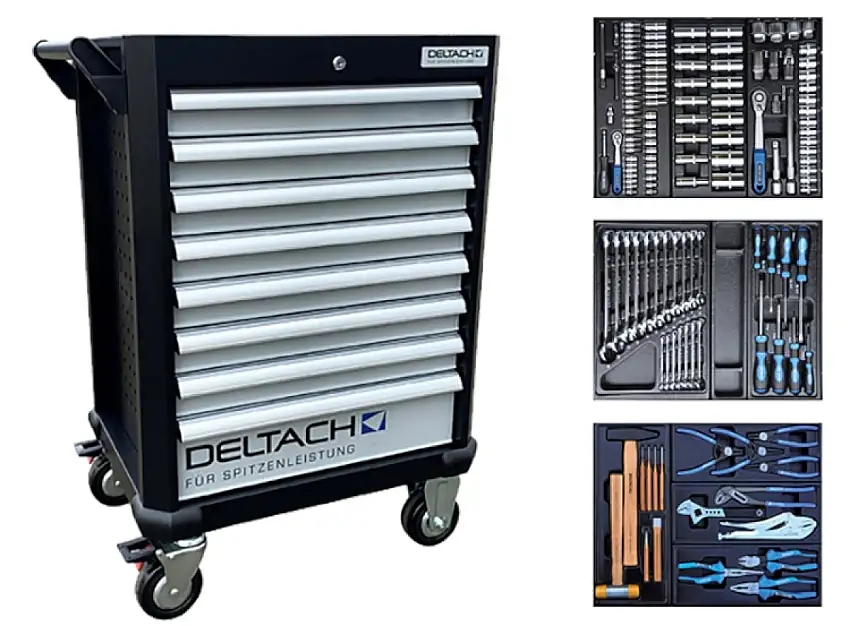 CHARIOT à OUTILS DELTACH D2-COMPACT 145 PIèCES AVEC 3 TIROIRS GARNIS