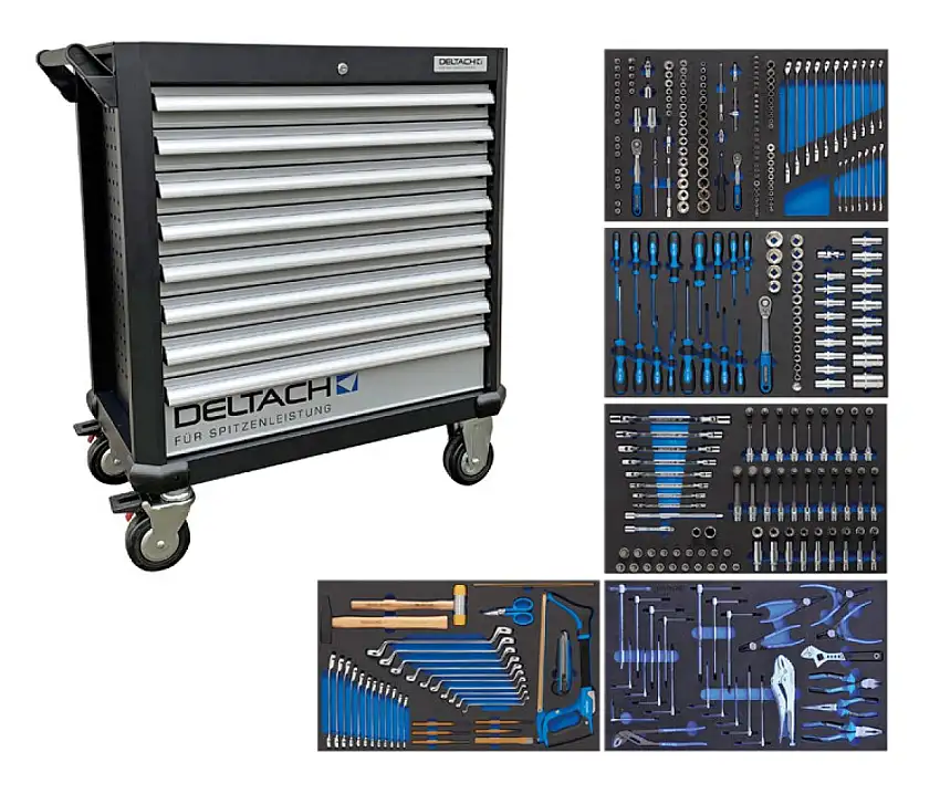CHARIOT à OUTILS DELTACH D2-XL 5 TIROIRS REMPLI DE MOUSSE 350 PIèCES