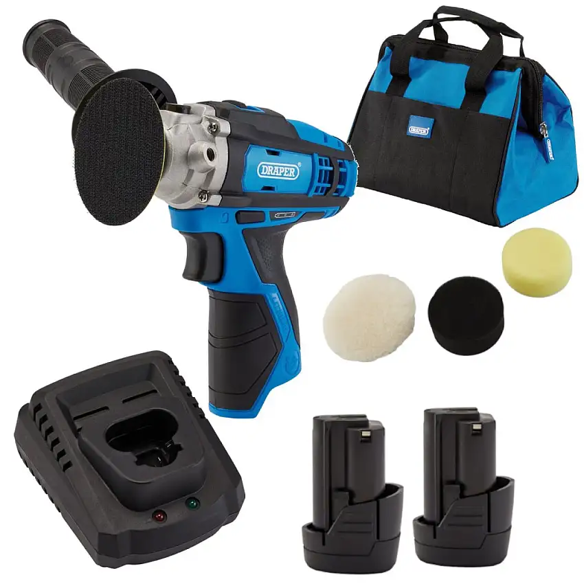 POLISSEUSE SANS FIL DRAPER 12V Ø75MM AVEC ACCESSOIRES