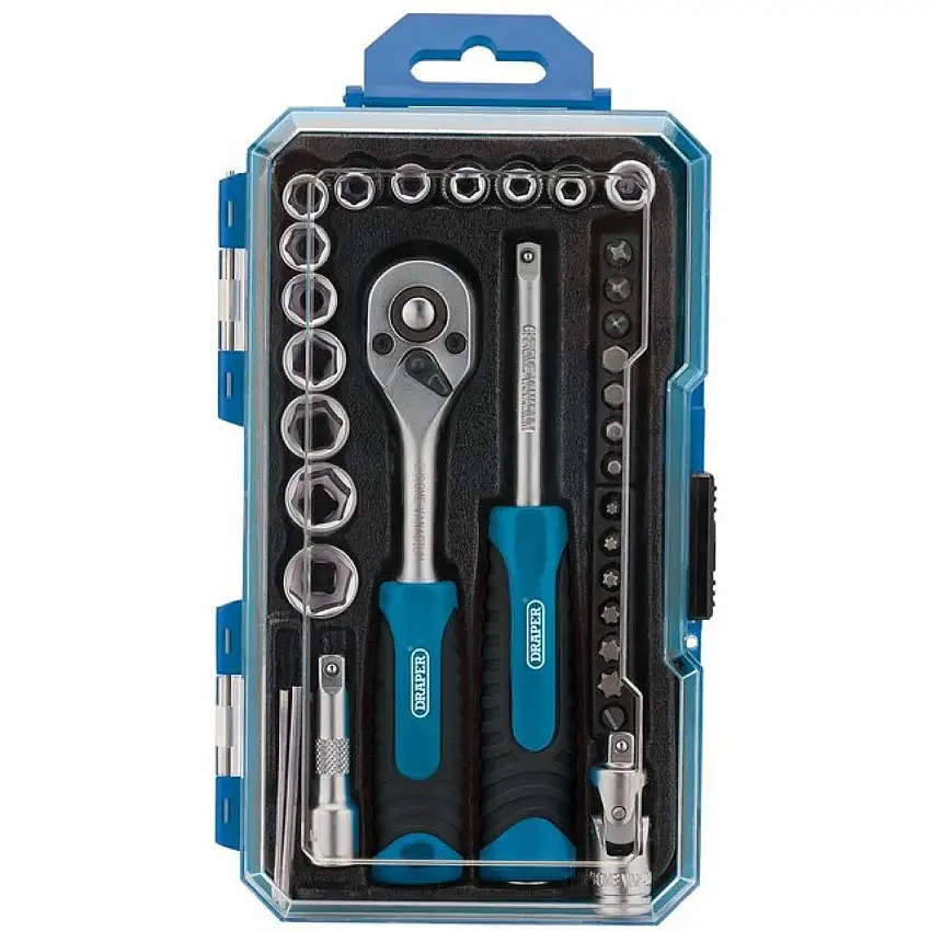 COFFRET DE DOUILLES DRAPER 1/4" 35 PIèCES AVEC CLIQUET 72 DENTS