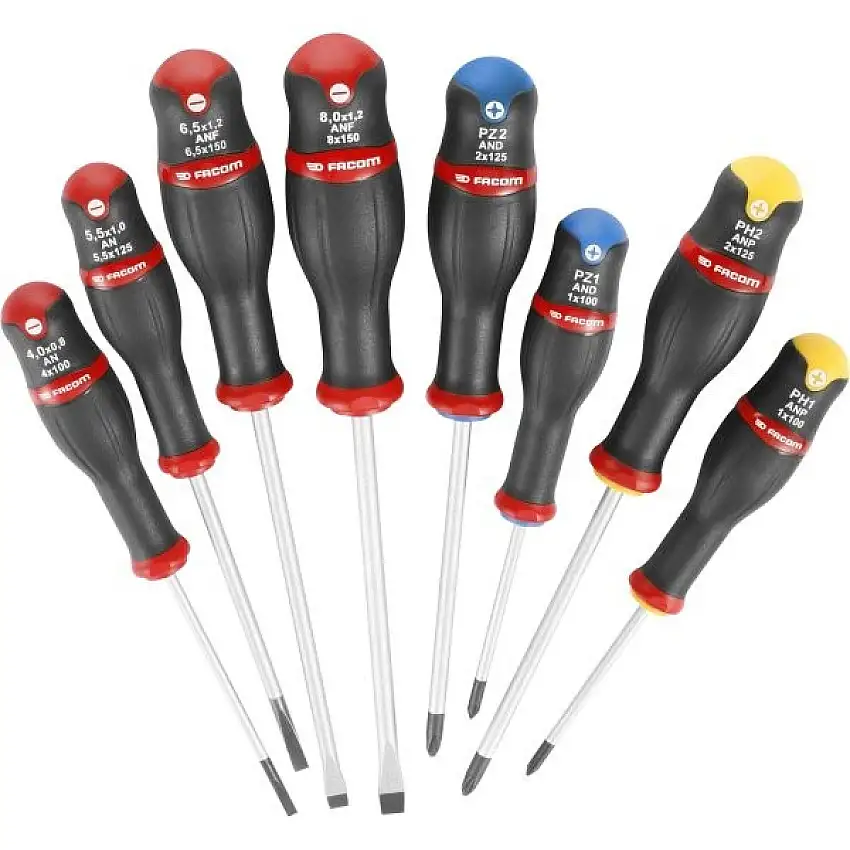 JEU DE TOURNEVIS FACOM PROTWIST 8 PIèCES AVEC POIGNéES SOFT GRIP