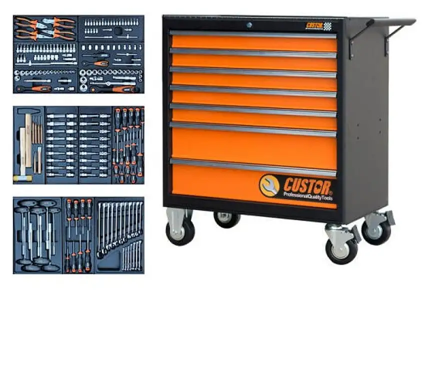 SERVANTE D’ATELIER CUSTOR KING SIZE 3 TIROIRS REMPLIS 13 MODULES
