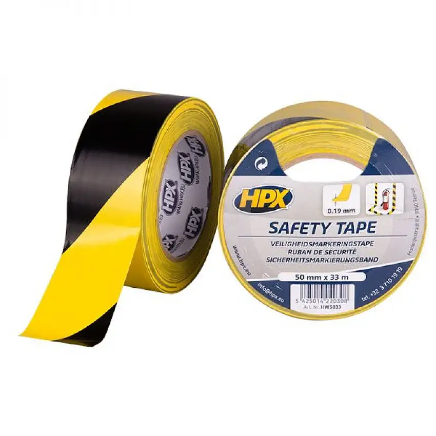 HPX RUBAN DE SéCURITé AUTOCOLLANT JAUNE/NOIR 50MM X 33M