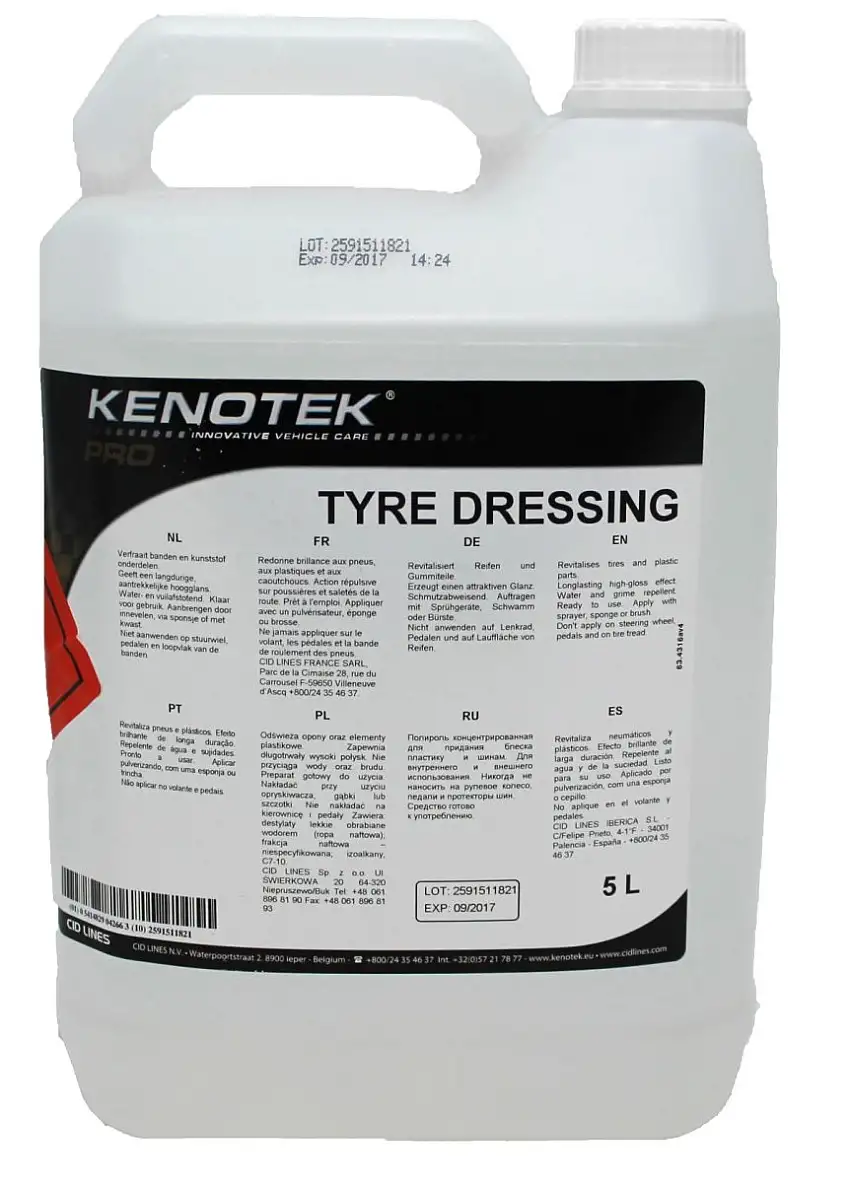 KENOTEK TYRE DRESSING 5L - BRILLANCE LONGUE DURéE POUR PNEUS ET PLASTIQUES