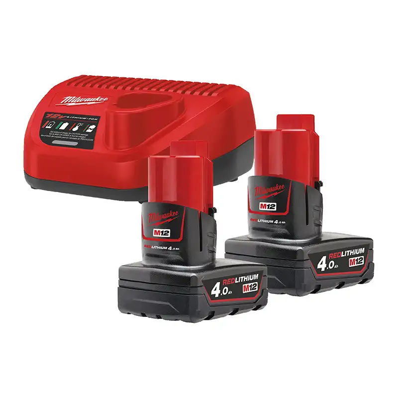 Kit 1 chargeur 12V et 2 batteries 12V 4.0Ah - MILWAUKEE