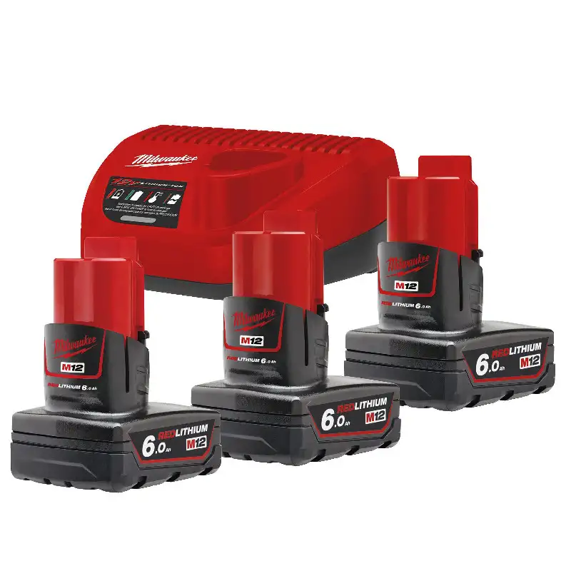 Kit de 3 batteries 12V 6.0Ah et un chargeur - MILWAUKEE