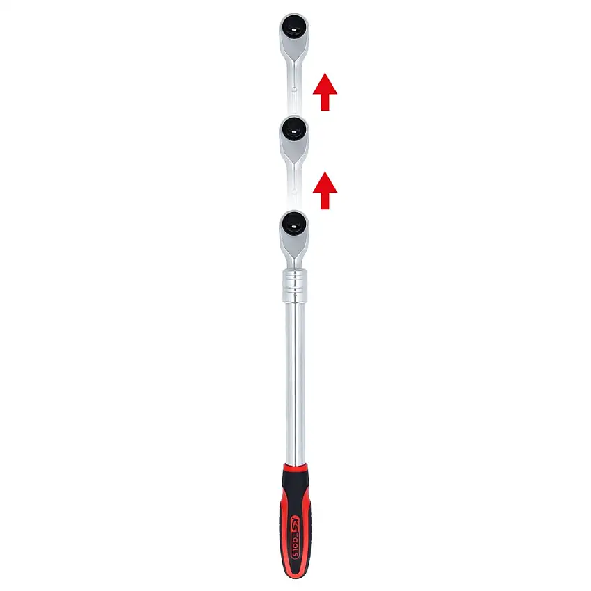 KS-TOOLS CLIQUET RéVERSIBLE MONSTER 1/2" AVEC BRAS TéLESCOPIQUE, 100 DENTS
