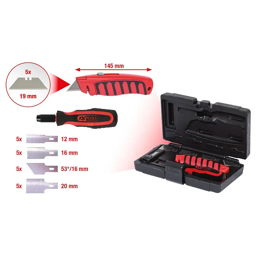 ENSEMBLE DE COUTEAUX ET GRATTOIRS KS-TOOLS 27 PIèCES POUR UN USAGE POLYVALENT