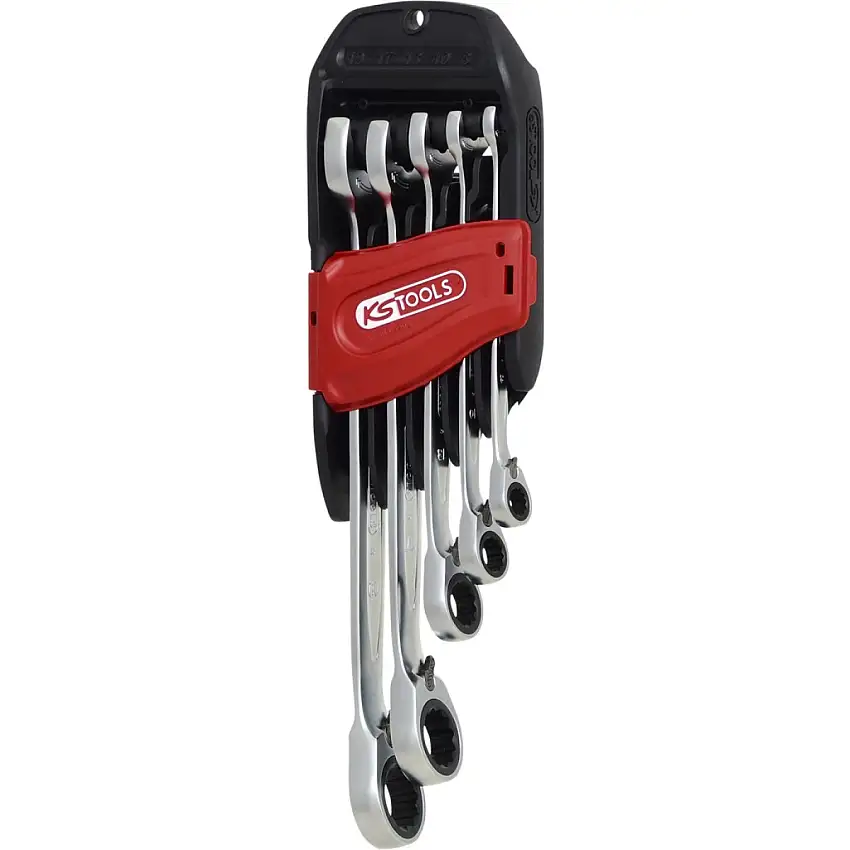 KS-TOOLS JEU DE CLéS à CLIQUET 5 PIèCES AVEC FONCTION CLIQUET RéVERSIBLE