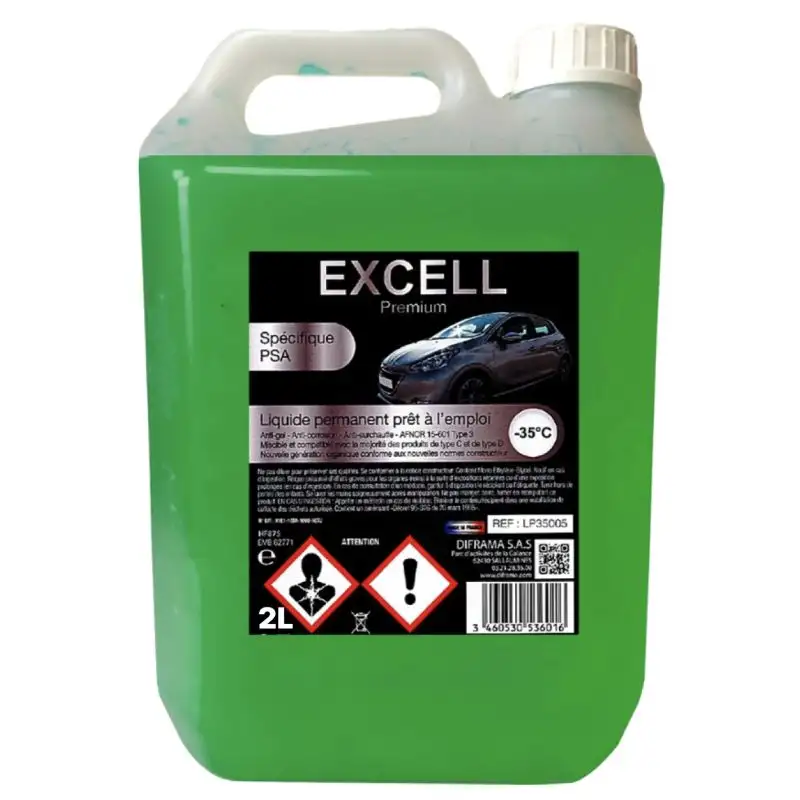 LIQUIDE DE REFROIDISSEMENT DIFRAMA EXCELL PREMIUM -35°C VERT