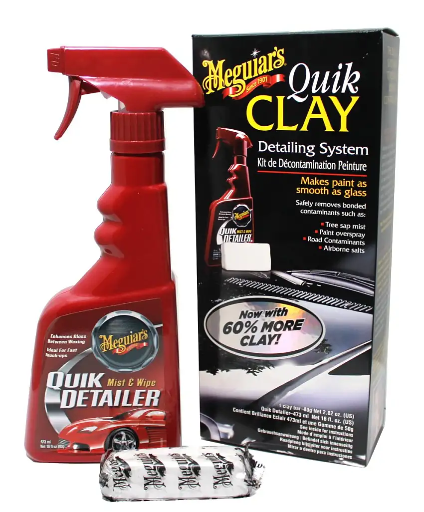 MEGUIARS QUIK CLAY DETAILING STARTER KIT AVEC BARRE D’ARGILE DE 80G POUR UNE PEINTURE DE VOITURE ULTRA LISSE