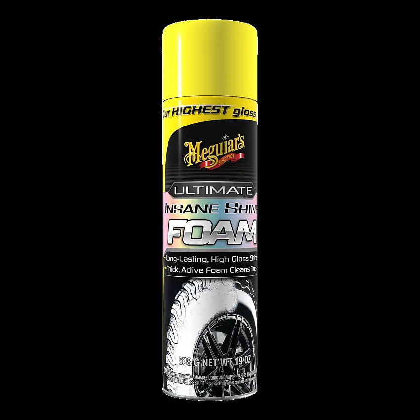 MEGUIARS ULTIMATE INSANE TYRE SHINE FOAM 538G - SPRAY PNEU ULTRA BRILLANT