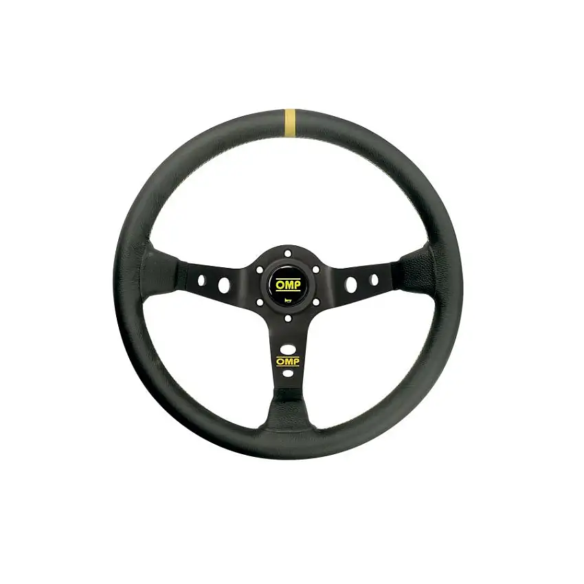 Volant OMP Corsica diamètre 350 cuir noir branches noires