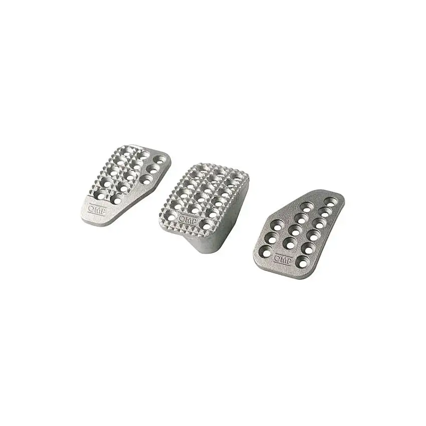 Kit 3 pédales OMP aluminium sablé frein 60 x 100 mm / accélérateur 60 x 100 mm