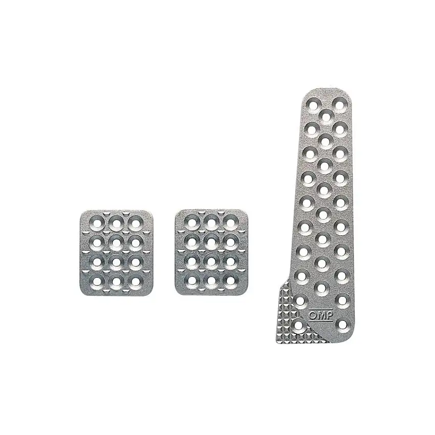 Kit 3 pédales OMP aluminium sablé frein 60 x 70 mm / accélérateur 60 x 210 mm