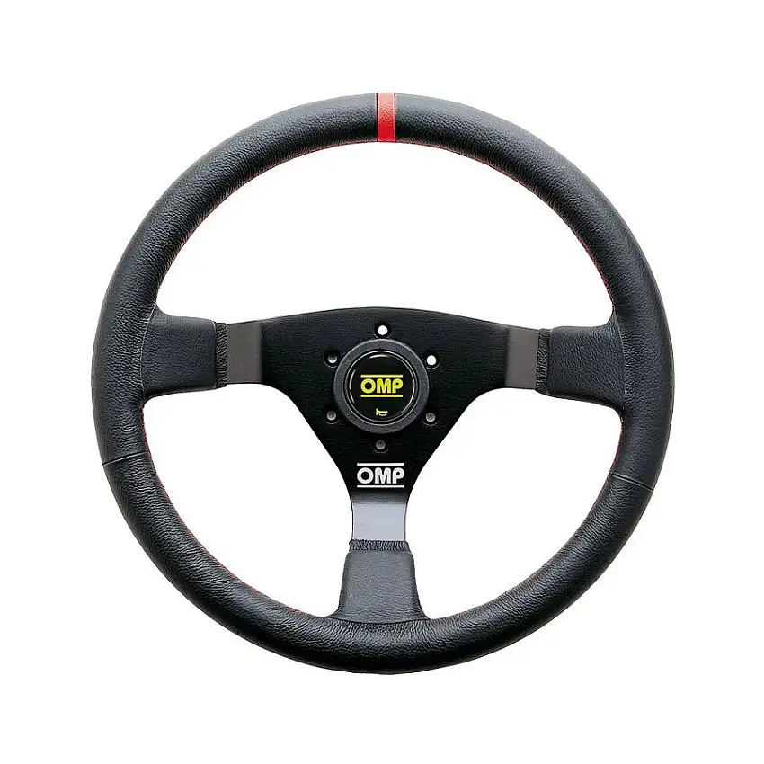 Volant OMP WRC cuir repère rouge