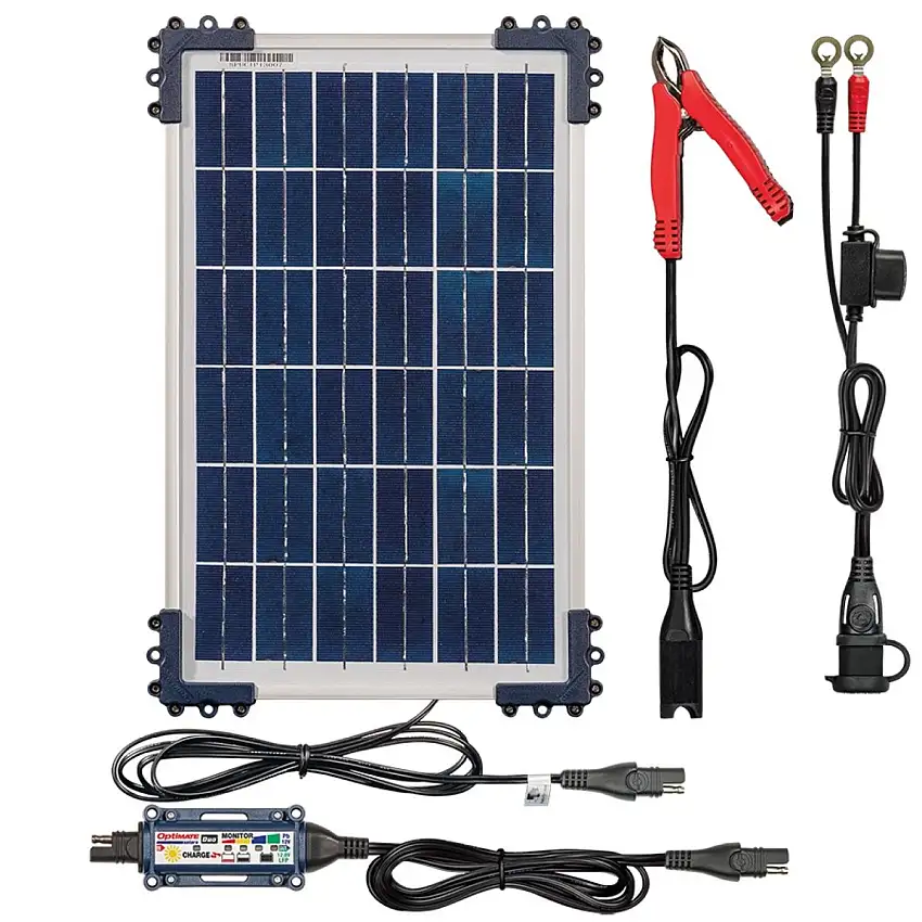 OPTIMATE PANNEAU SOLAIRE 12V 10W AVEC CHARGEUR D'ENTRETIEN 0,8A