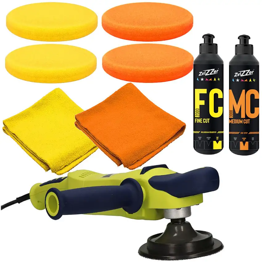 KIT DE POLISSAGE ZVIZZER AVEC POLISSEUSE ROTATIVE FINIXA POL 55, 9 PIèCES